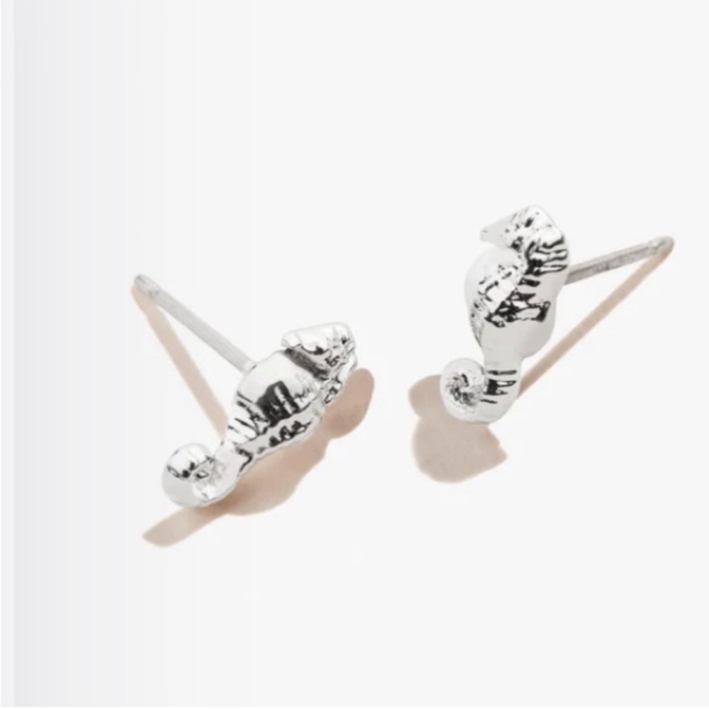 Alex And Ani Silver Seahorse Stud Earrings